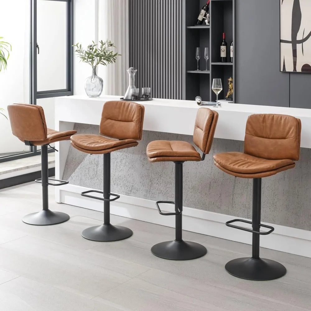 Swivel Counter-Height Bar Stools – Double-Layer Upholstered Faux Leather (Set of 4)
