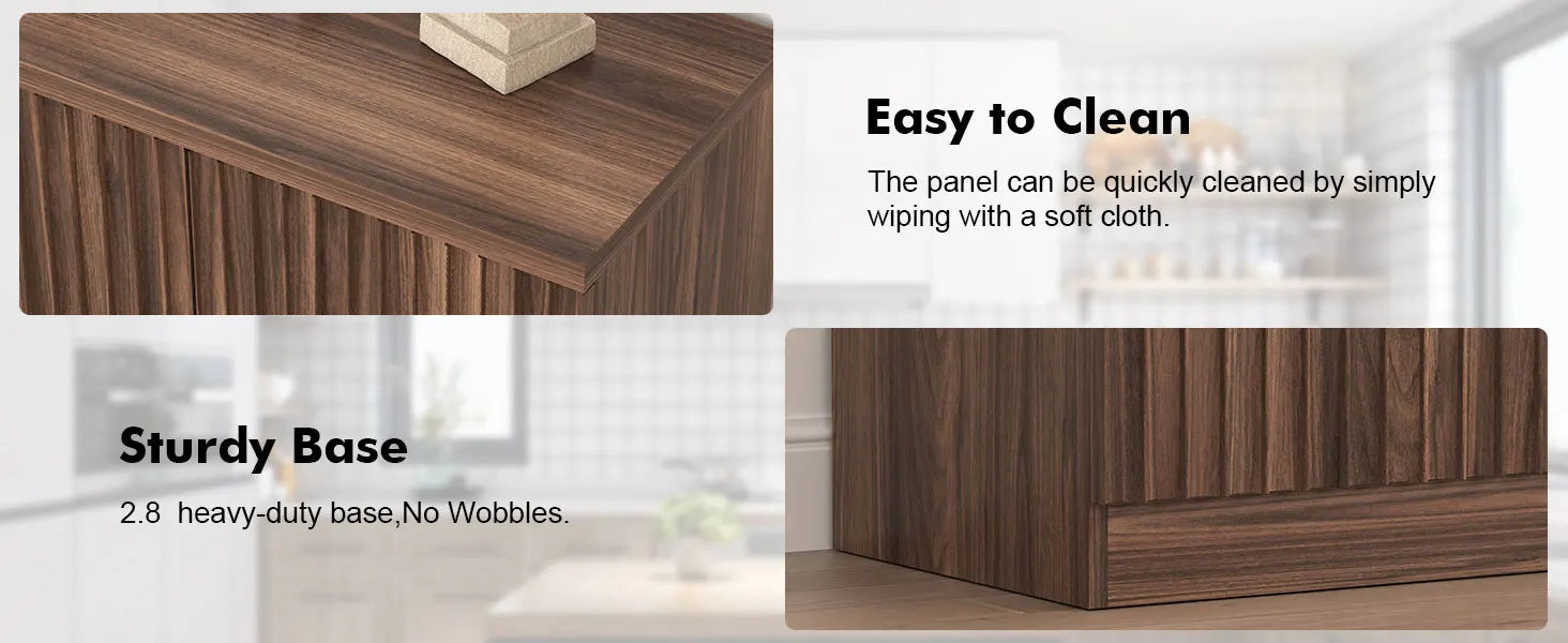 63‘’Fluted Sideboard with Storage 4 Doors & Adjustable Shelves Buffet Cabinet Large Modern Credenza Accent Console Cabinets