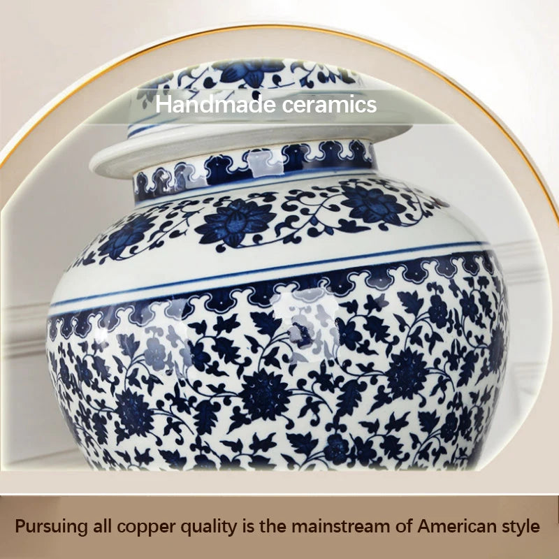 DEBBY Modern Ceramics Table Lamp LED Dimming Chinese Blue And White Porcelain Desk Light for Home Living Room Bedroom