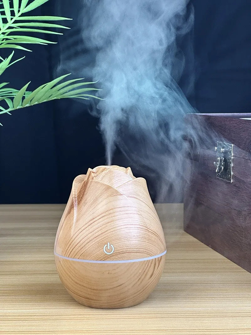 Rose wood grain humidifier USB car silent bedroom water replenishment colorful gradient light aromatherapy machine