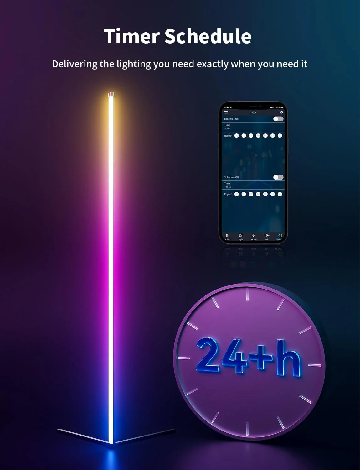 Smart LED Floor Lamp RGB Remote & APP Control Music Sync Corner Lighting Timer Mood Standing Lamp for Living Room Gaming
