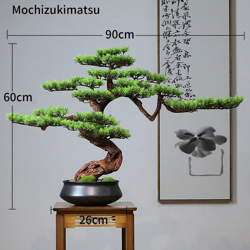 Simulation Welcome Pine Landscaping Decorations, Green Plant Bonsai Ornaments, Home, Living Room, Hotel, Porch Decoration