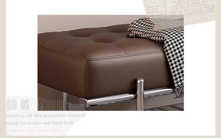 Luxury Leather Ottoman Bench – Hallway Shoe Changing & Lounge Seating