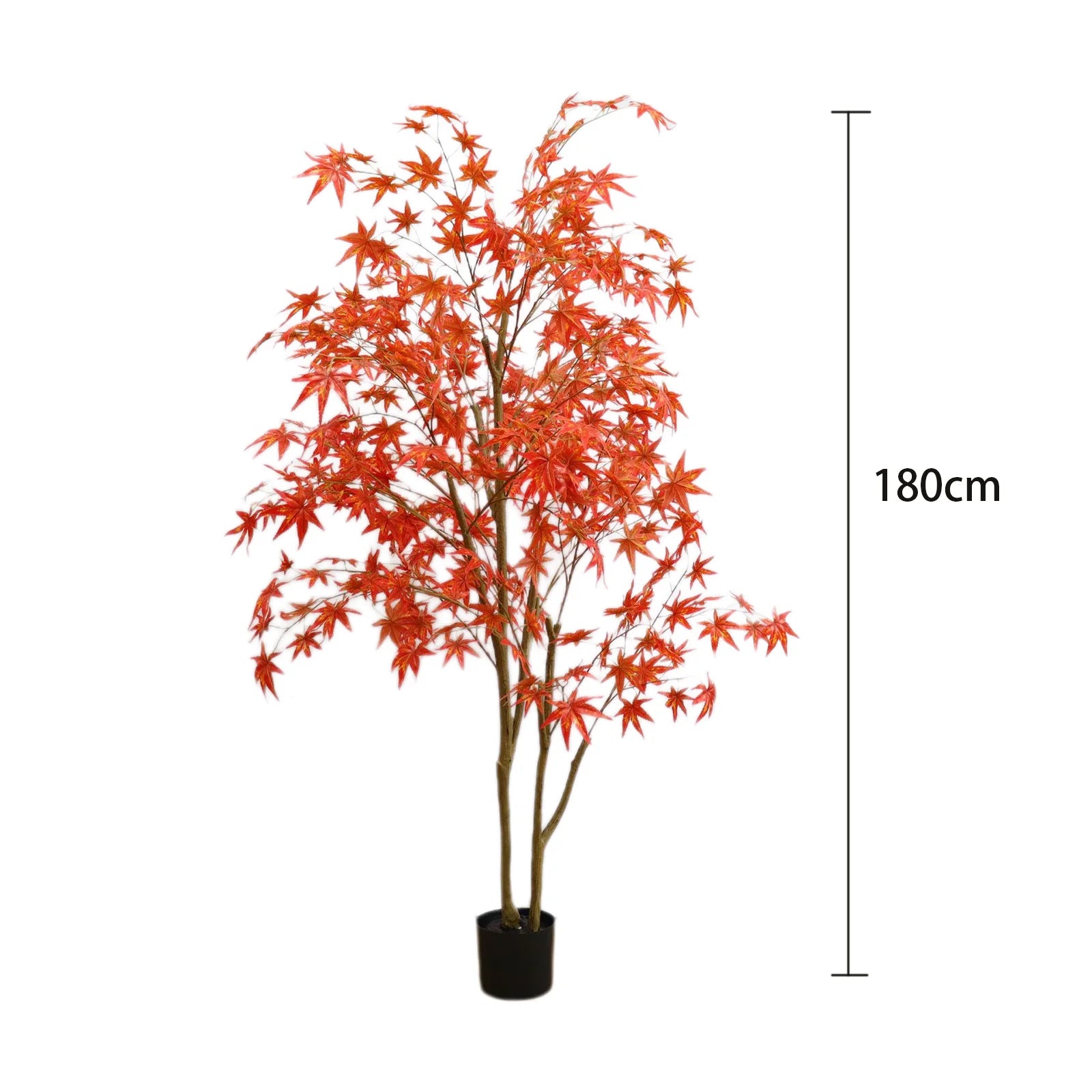 Autumn Maple Artificial Fall Tree In Plastic Pot, 120cm/150cm/180cm Faux Silk Leaves Red Maple Tree For Party Home Decoration
