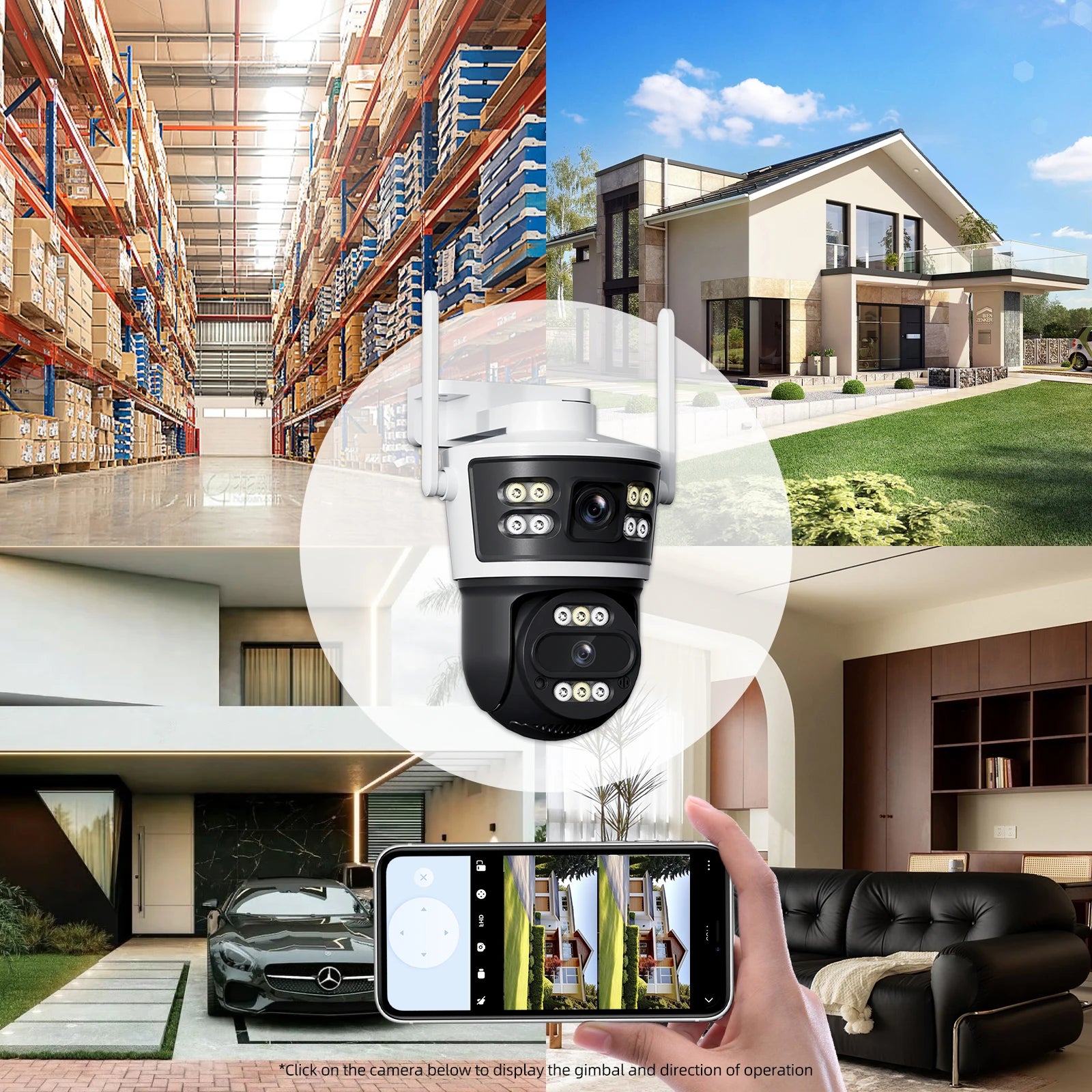 2Pcs Dual Lens WiFi Camera Smart Home Security PTZ IP Cameras 5MP Wireless Outdoor Dual Screens Auto Tracking Video Surveillance