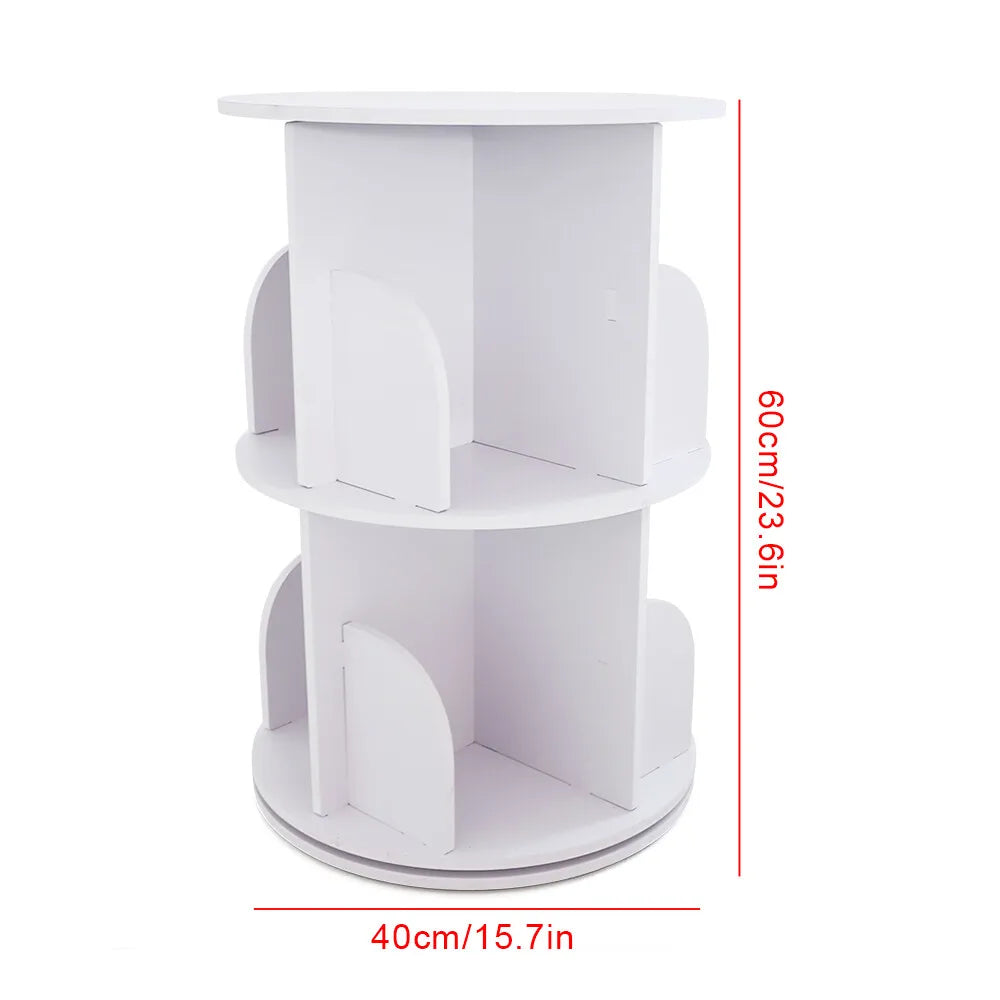 2-Tier Rotating Bookshelf – 360° Floor-Standing Display Bookcase