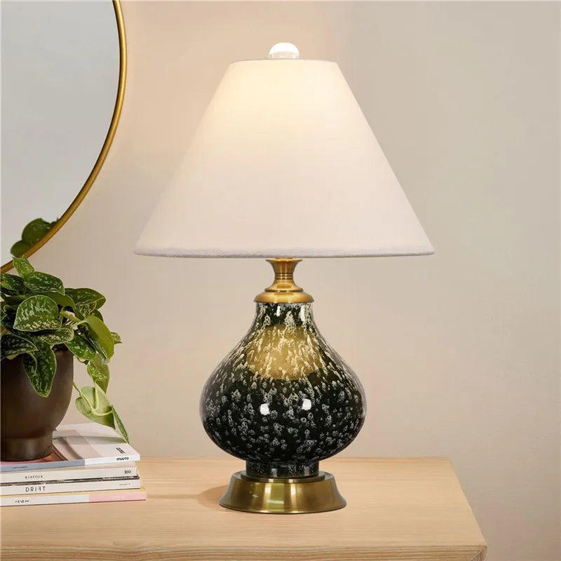 Contemporary Luxury Ceramic Table Lamp LED American Creativity Living Room Bedroom Study Villa Hotel Bedside Desk Light