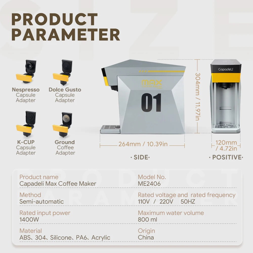 4-in-1 Multi-Compatible Espresso Machine – K-Cup, Nespresso Original, DG Capsules & Ground Coffee