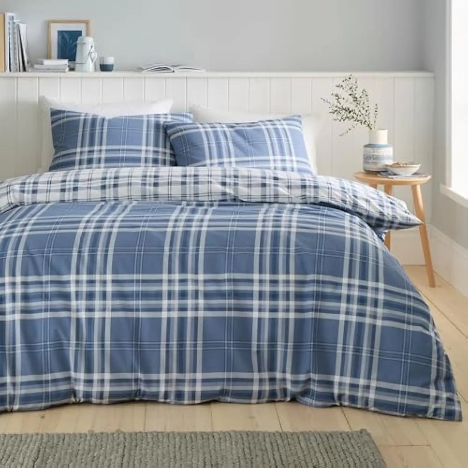 Red Plaid Double-sided Printed Bedding Set, 100% Polyester Quilt Cover Set, Breathable, Soft and Machine Washable