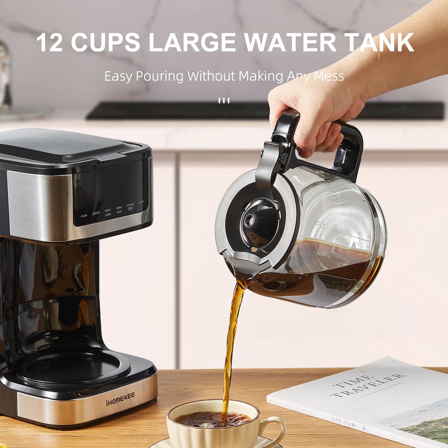 Programmable 12-Cup Drip Coffee Maker with Iced Coffee Function & Touch Screen
