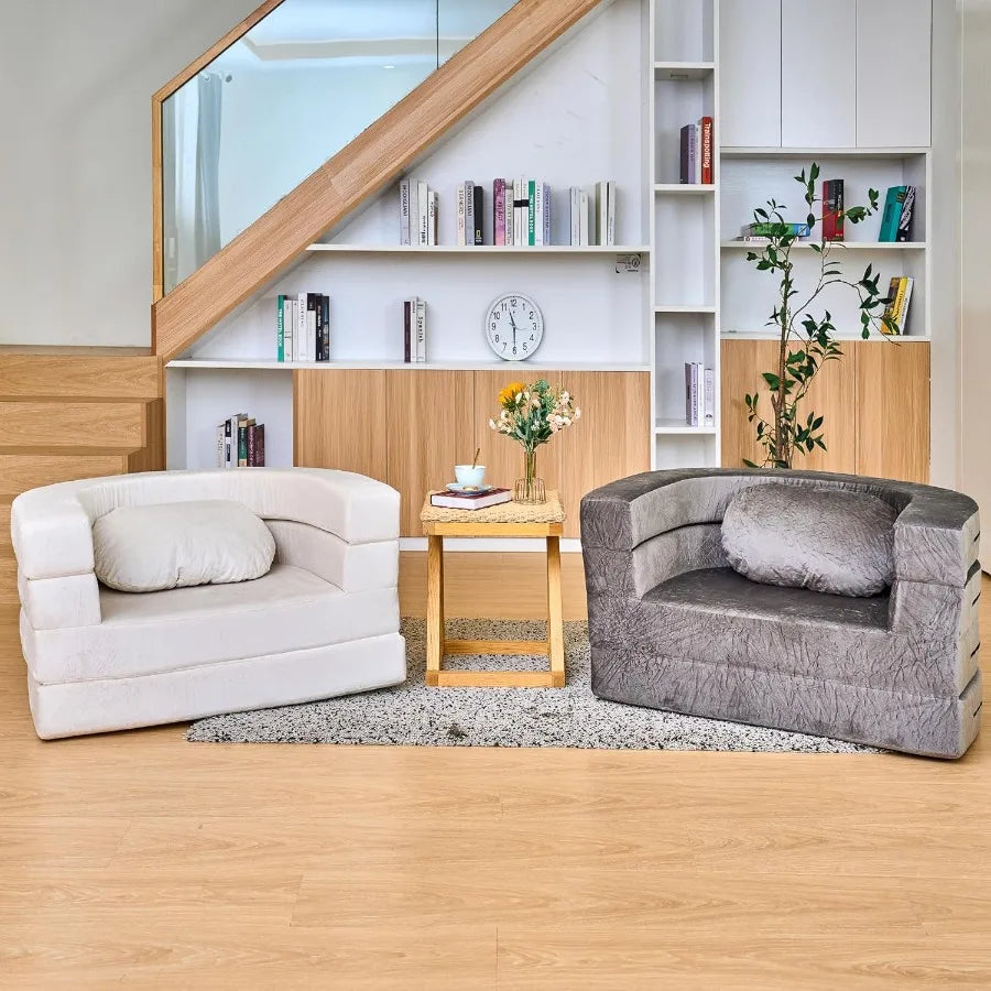 3in1 Folding Sofa Bed with Memory Foam Pillow and Bean Bag Chair Design Spacious Convertible Couch for Adults Ideal for Playtim