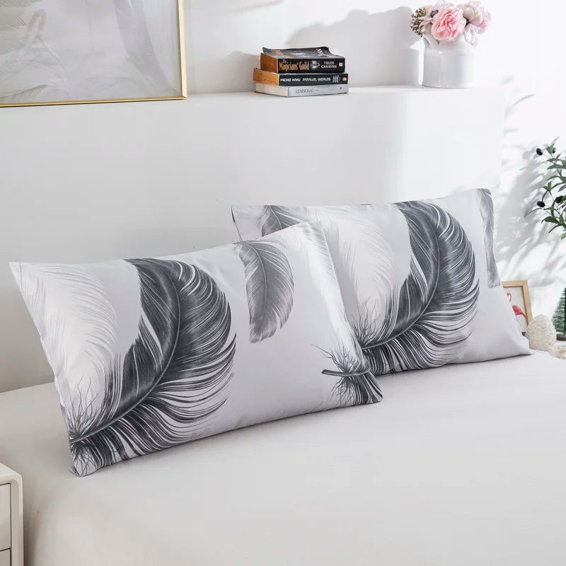 Grey Feather Duvet Cover Full Queen Bird Plume Boho Bedding Set Luxury Soft Reversible White Comforter Cover for Kids Girls Teen