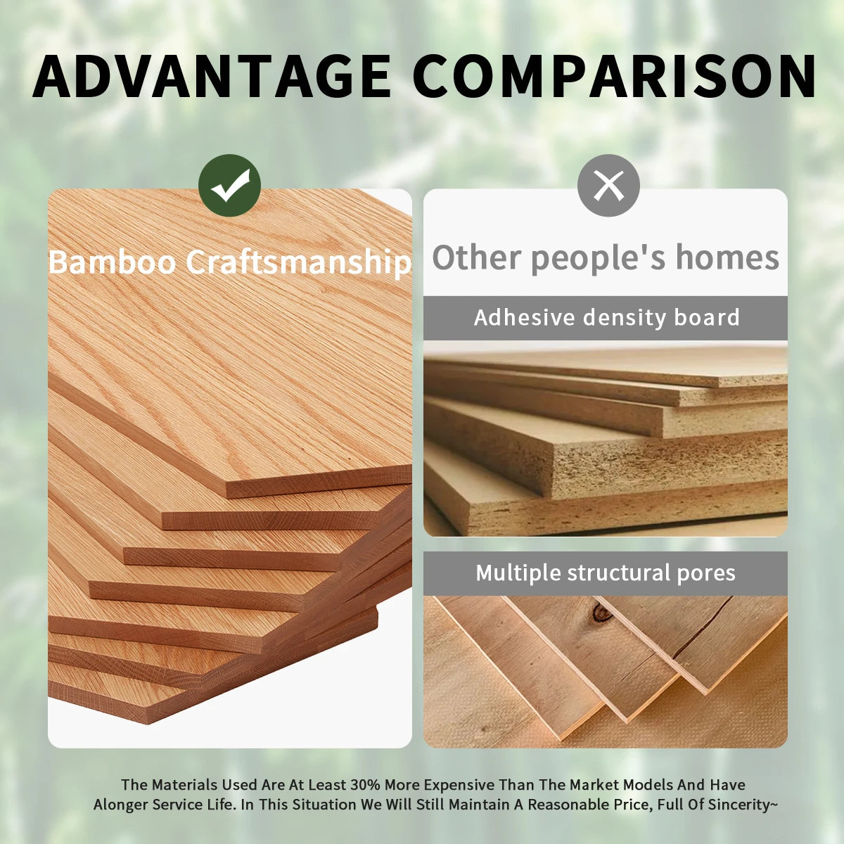 Geometric 3-Tier Bamboo Storage Side Table with Acrylic Surface & Wheels, Tea Brown Living Bedroom Furniture