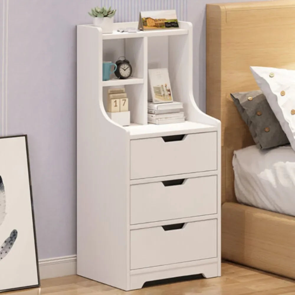 White 3-Drawer Storage Nightstand, Multifunctional Bedside Cabinet for Bedroom, Easy Assembly Compact Side Table with Drawers