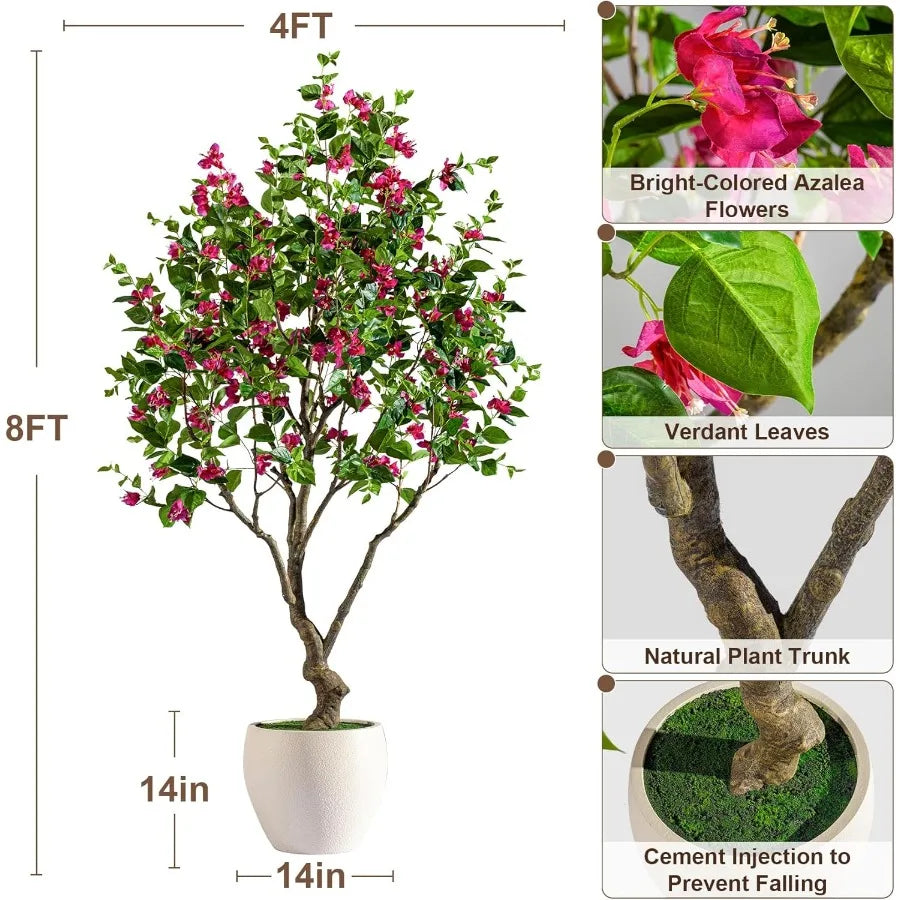 Artificial Bougainvillea Tree 8FT UV Resistant Fake Bougainvillea Plant in Pot for Outdoor Indoors Realistic Faux Flowering Tre