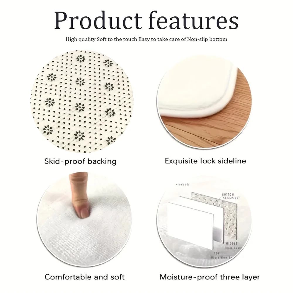 Trendy Irregular Black and White Abstract Rug – Modern Living Room Coffee Table Floor Mat