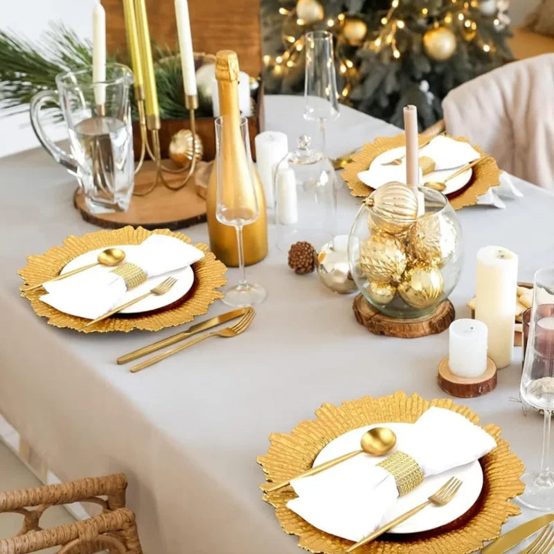 50PCS Reef Charger Plates – 13″ Plastic Floral Decorative Wedding Chargers