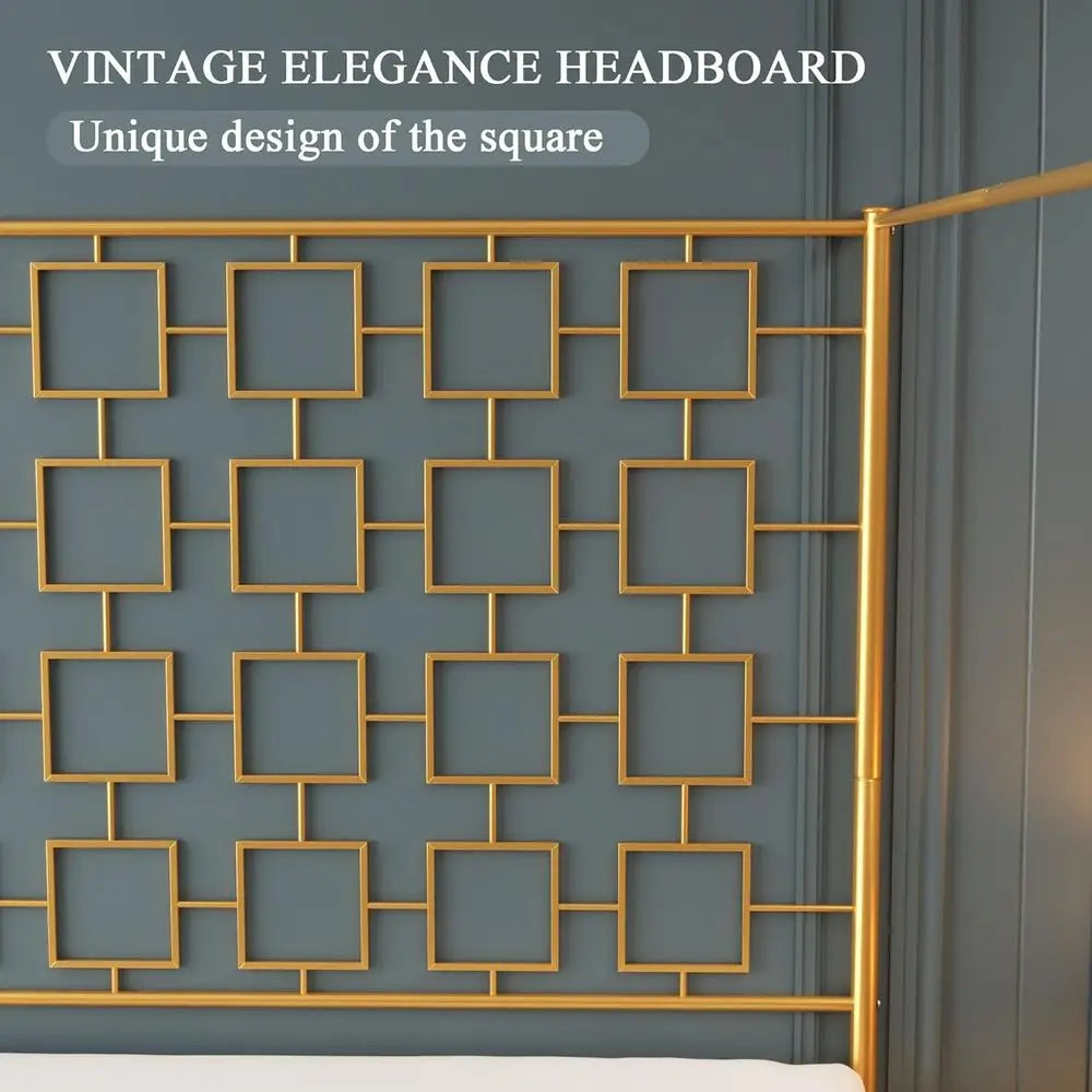 King Size Metal Four-Poster Canopy Bed Frame with Headboard & Footboard