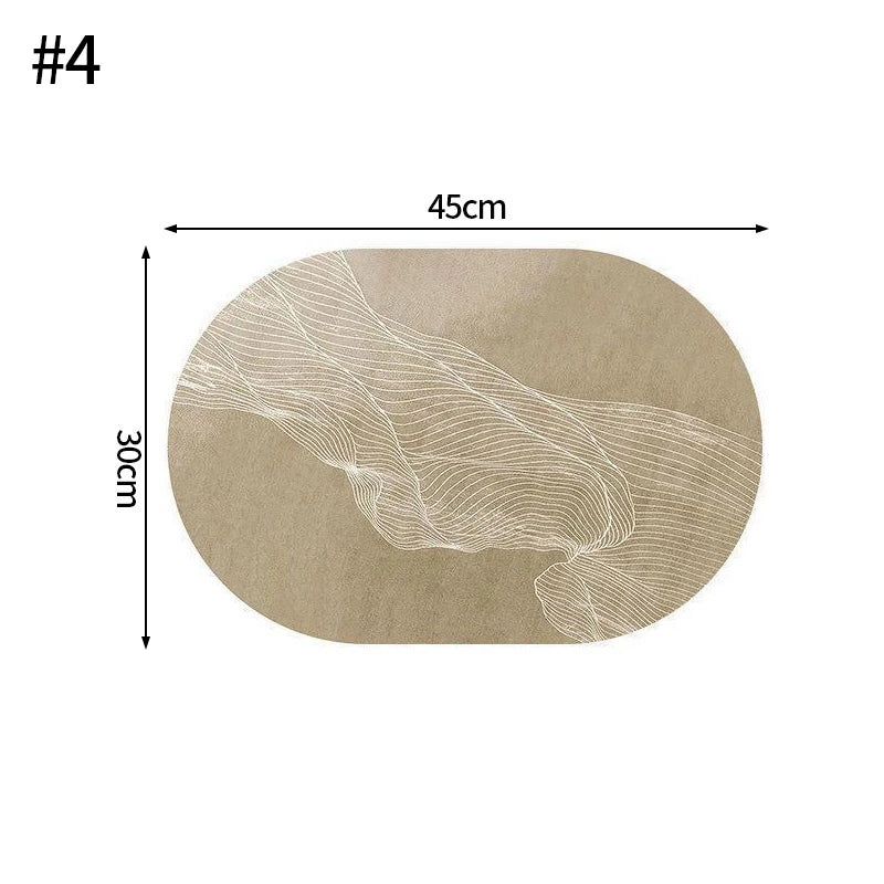 Oval Kitchen Placemats Faux Leather Table Coffee Mats Oil-Proof Waterproof Kitchen Place Mats Dining Home Kitchen Table Decor