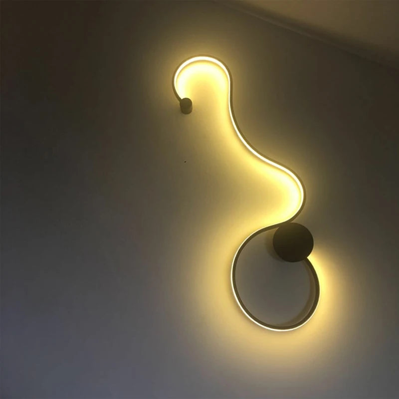 Black Modern Led Wall Sconce Lamp For Bedroom Living Room Hallway Stairs Home Minimalist Long Led Wall Light With Remote Control
