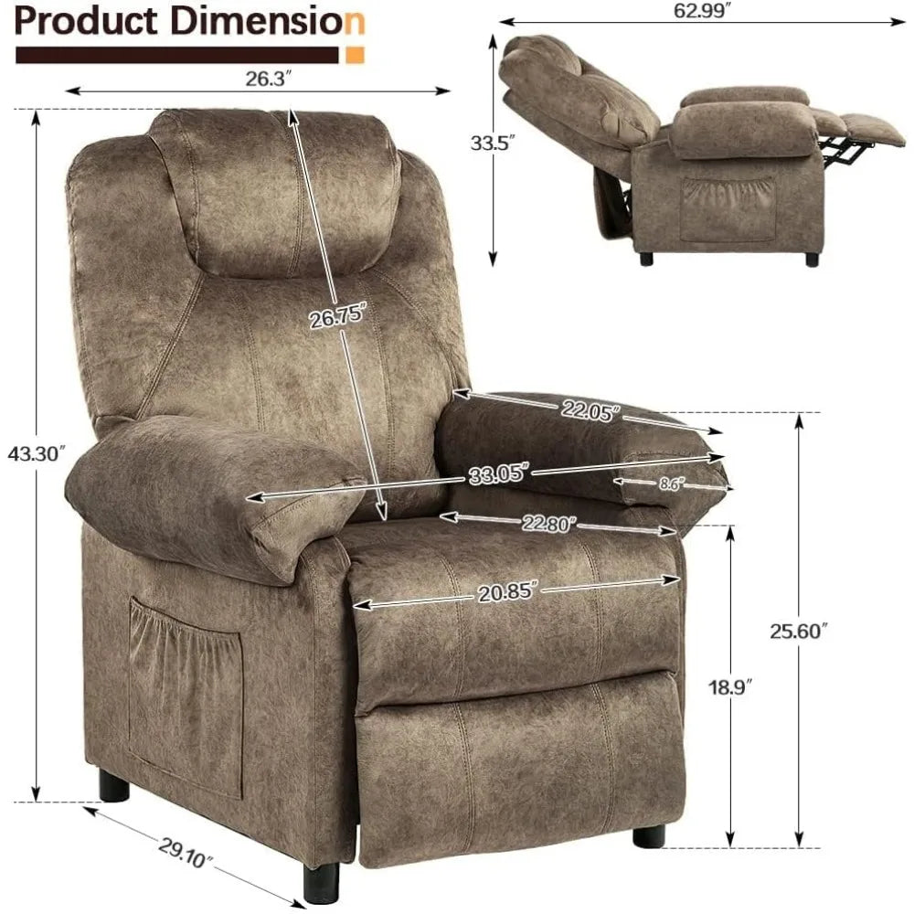 Massage Recliner Chair with Heat,Overstuffed Fabric Recliner Chairs with Heating,Small Recliner for Living Room Bedroom, Manual