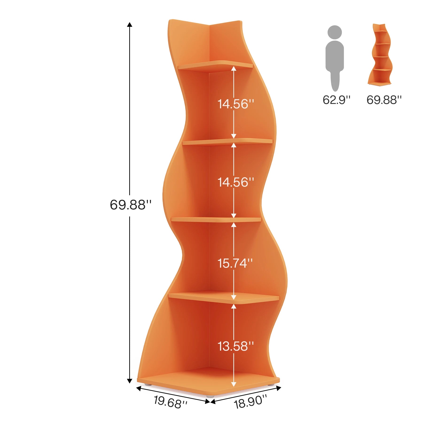 Tribesigns Modern 5-Tier Corner Bookshelf – Wall Corner Storage Rack & Plant Stand