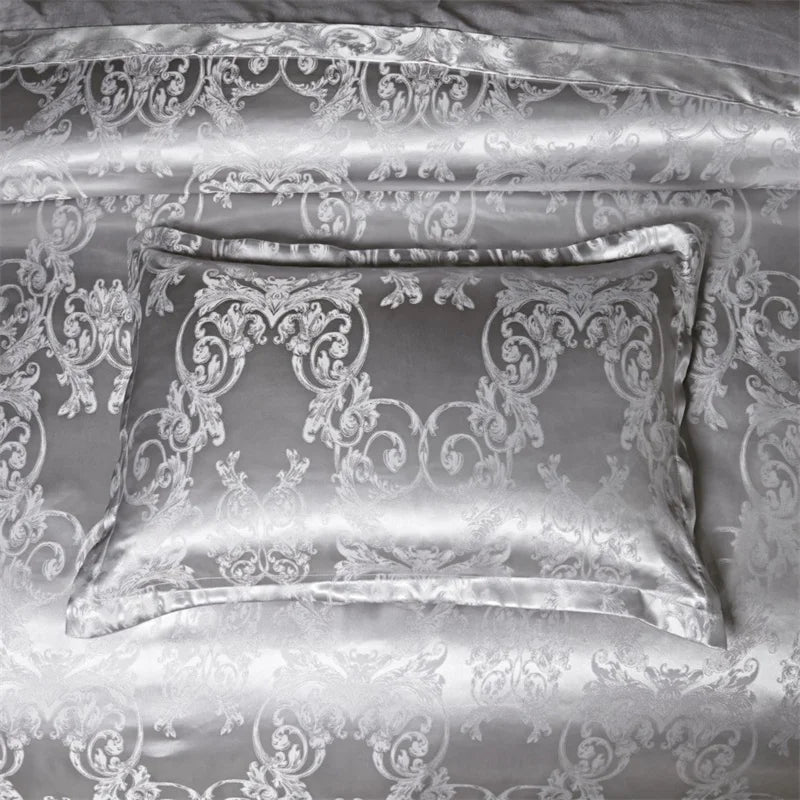 Luxury Satin Jacquard Single Double Duvet Cover Set High End European Wedding King Size Bedding Set Queen Size Quilt Cover Set