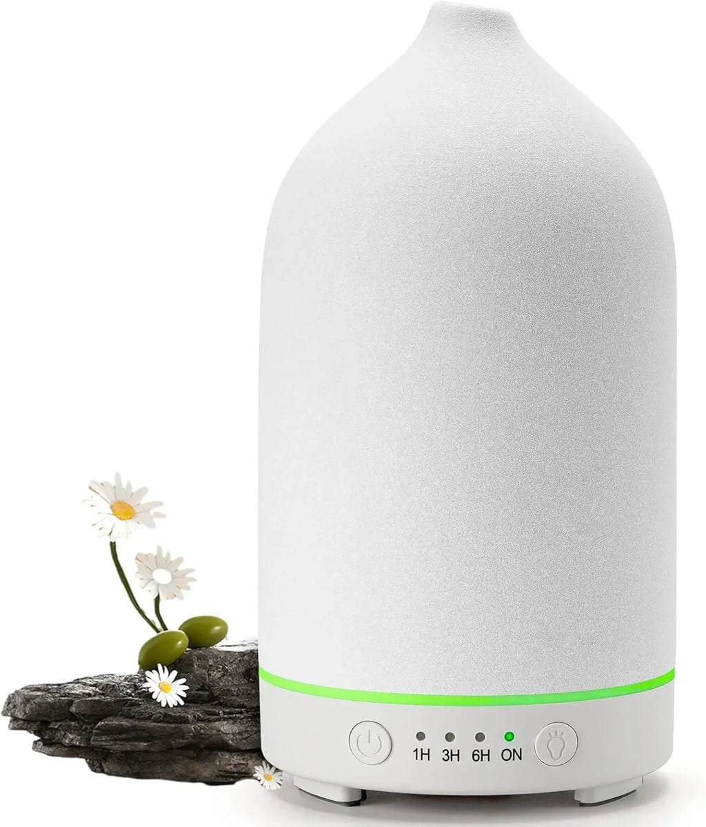 100ML Ceramic Ultrasonic Essential Oil Diffuser – Aroma Humidifier with Timer & 7-Color LED Lights