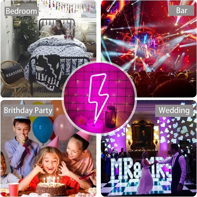 Neon Sign Lightning with base Clouds Lightning Moon Neon Led Sign for Children's Room Party Home Bar Gift Decoration