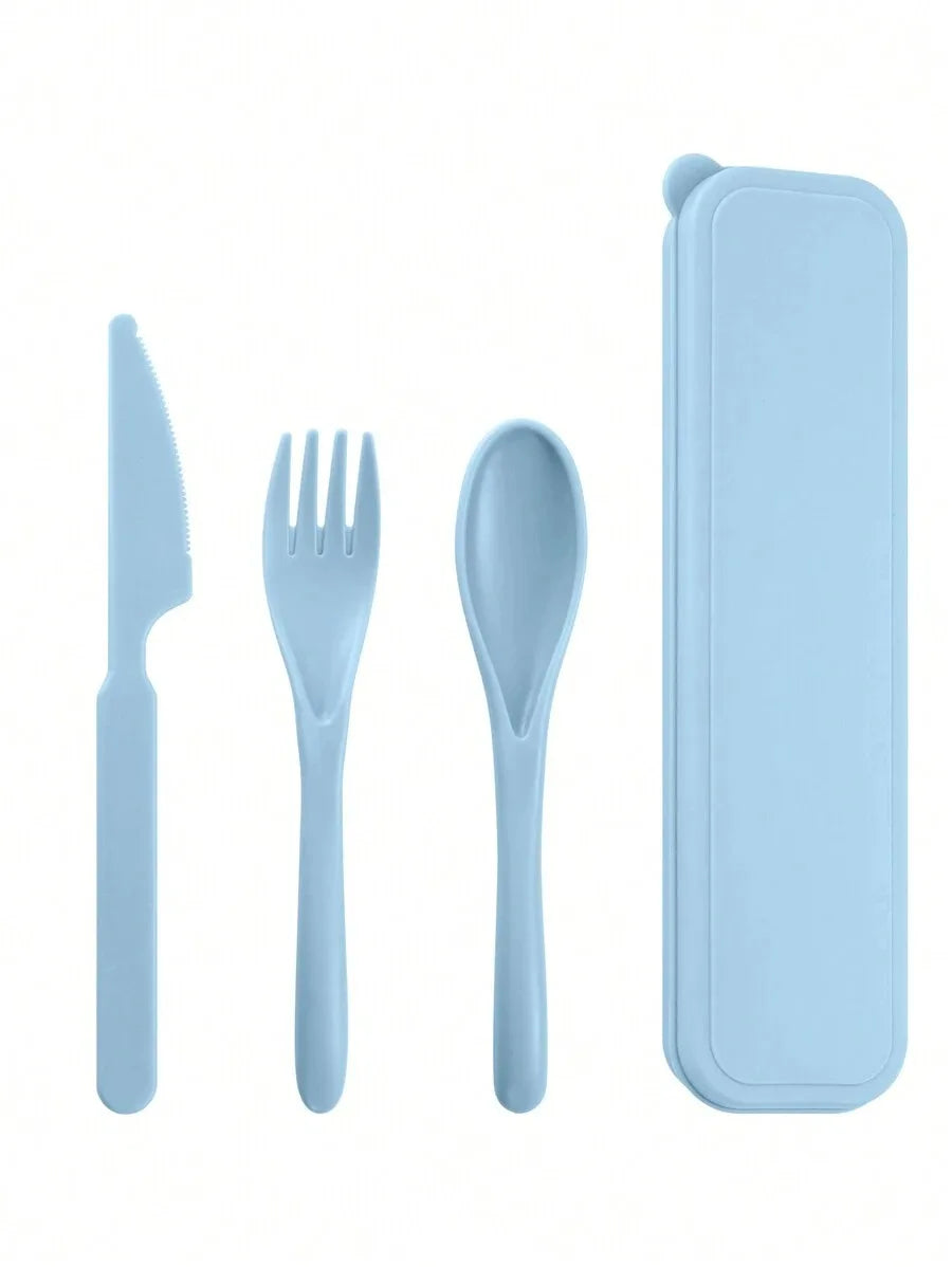 1pcs Plastic knife, fork and spoon cutlery set, reusable, portable cutlery, suitable for school, outdoor, camping, office