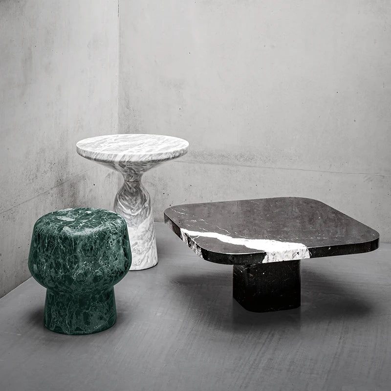 Luxury marble texture coffee tables fashionable green marble effect side table for living room modern