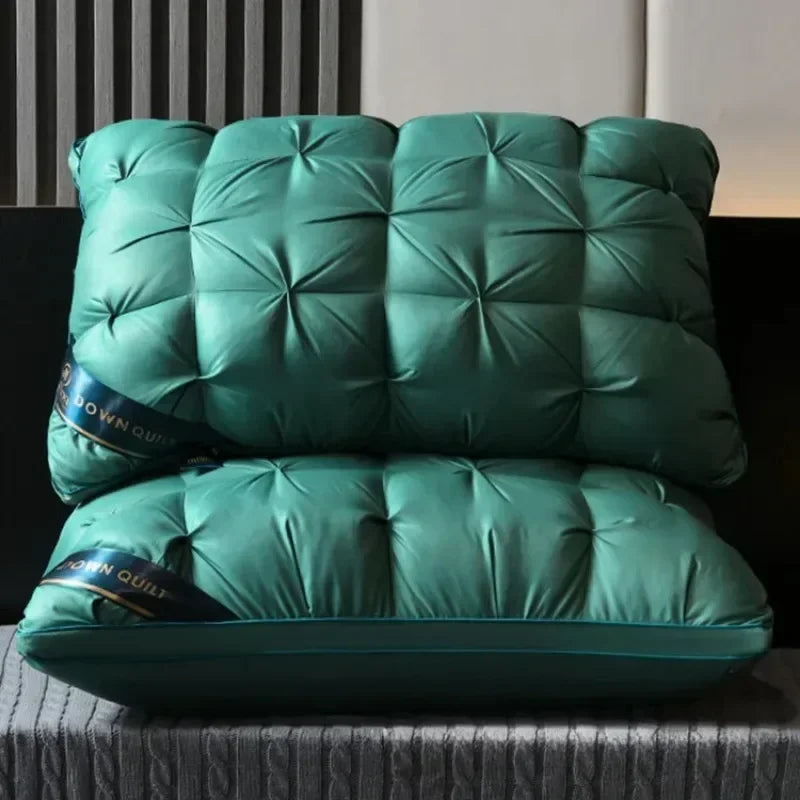 48x74cm Luxury White Goose Down Pillows Down-proof King Queen 100% Cotton Bedding 3D Style Rectangle Pillow for You Lover Gift