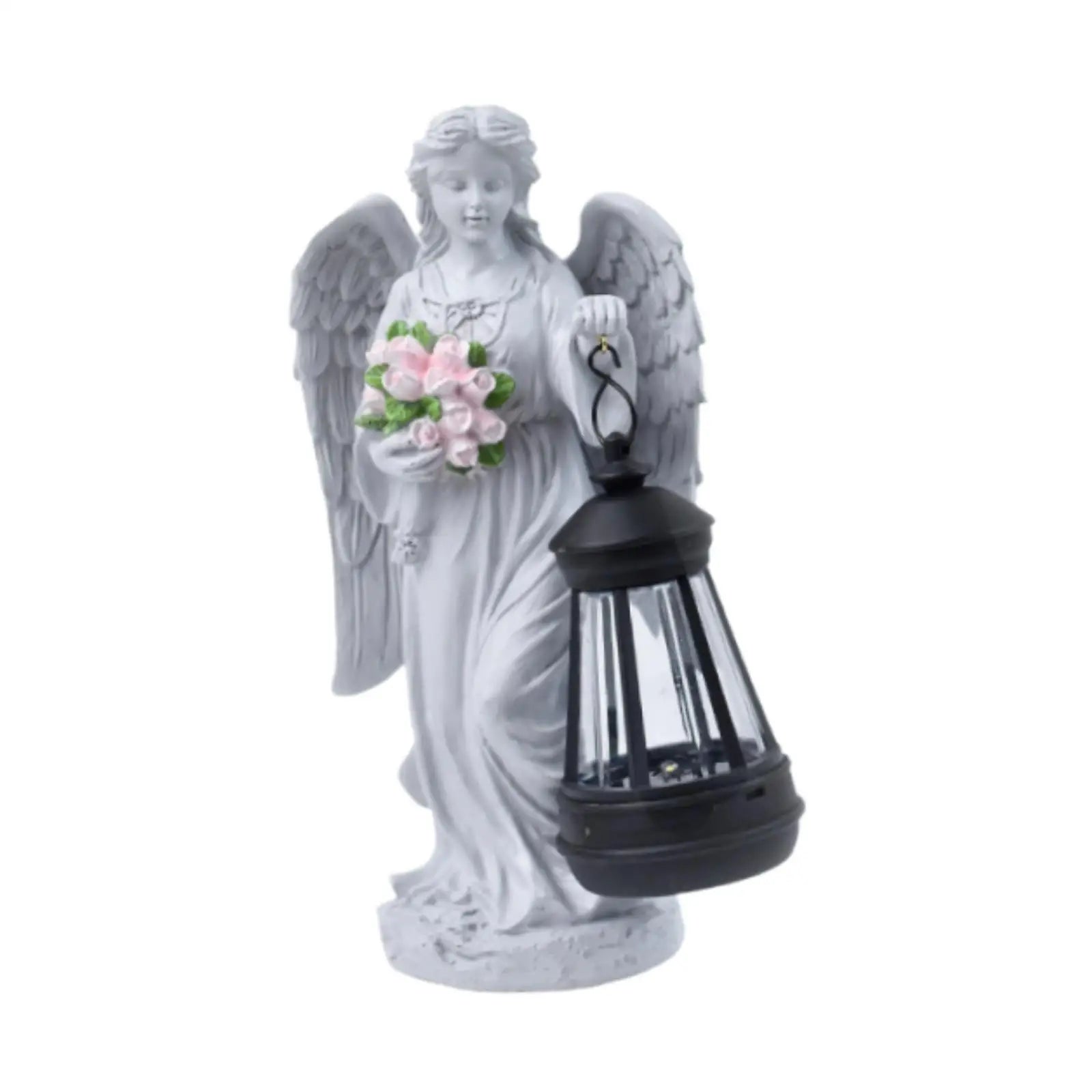 Angel Figurine with Solar Powered Light 14x7x23cm for Front Yard Patio