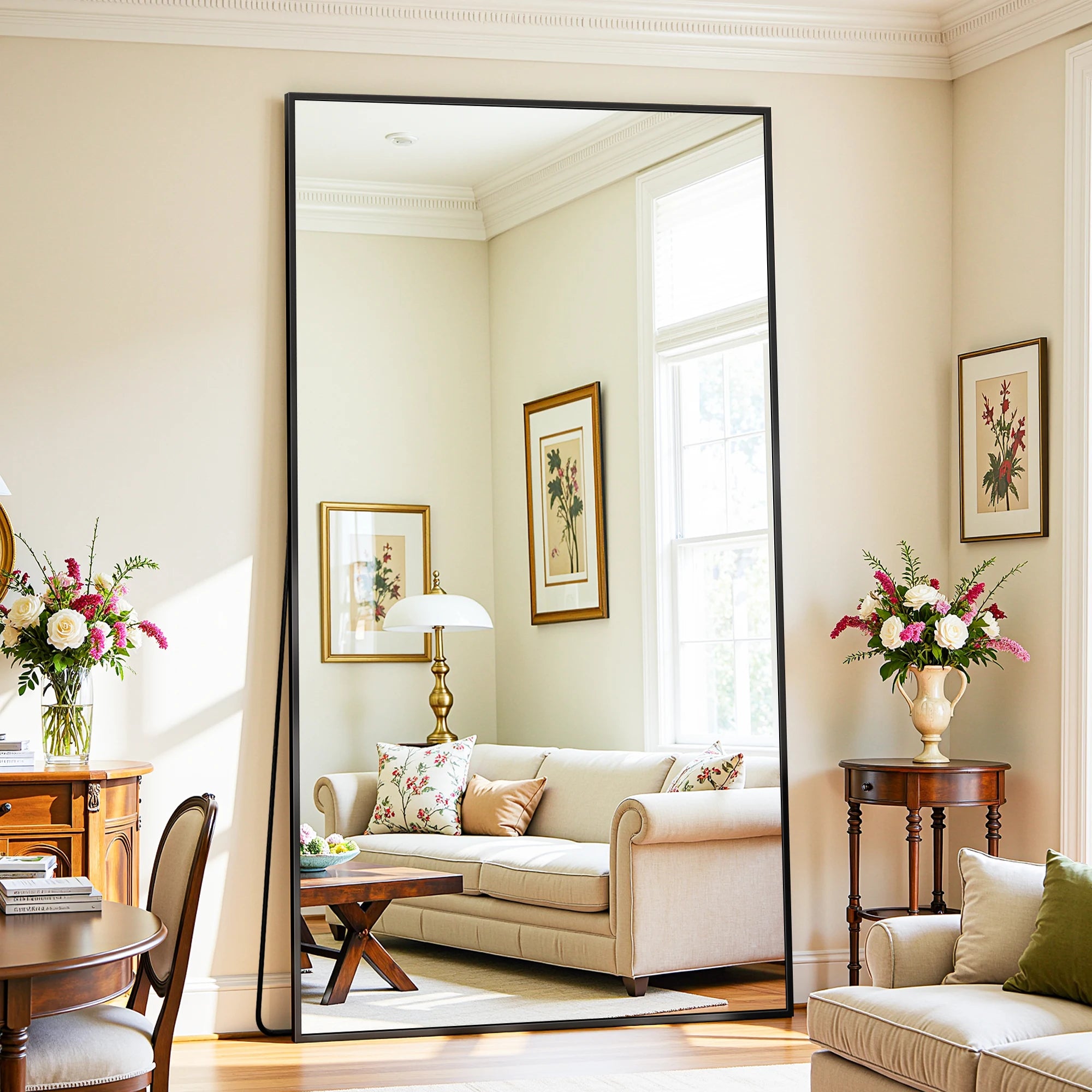 Full Length Mirror, 78"x38" Floor Mirror with Stand, Hanging Mounted Mirrors for Bedroom, Living Room, Dining Room,  Rect