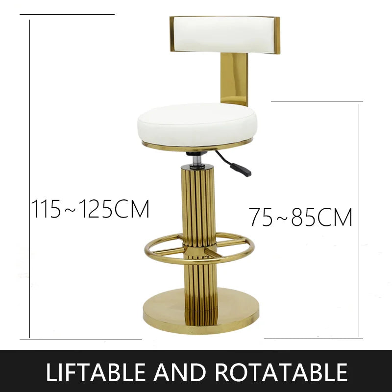 Height-Adjustable Swivel Bar Stools – Stainless Steel Gold Counter Chairs