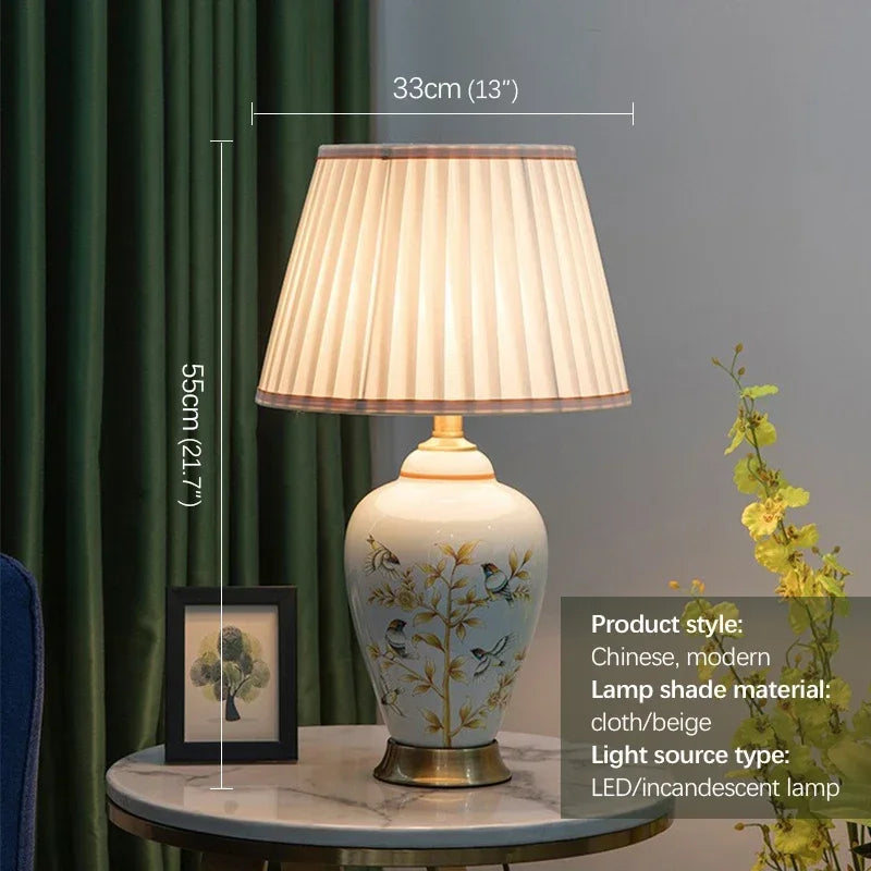 CEDRIC Contemporary ceramics Table Lamp American luxurious Living Room Bedroom  Bedside Desk Light Hotel engineering Decorative