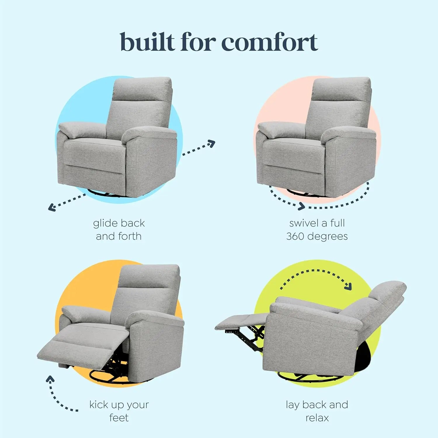 Suzy Glider Recliner Nursery Chair - Glider Rocking Chair for Nursery and Living Room - GREENGUARD Gold, FSC & Certi-PUR US