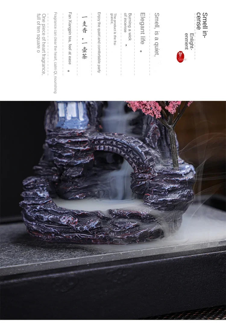 2024 Resin Reflux Incense Burner Tower Sandalwood Decoration Home Indoor Aromatherapy Mosquito Repellent Incense Burner Ornament