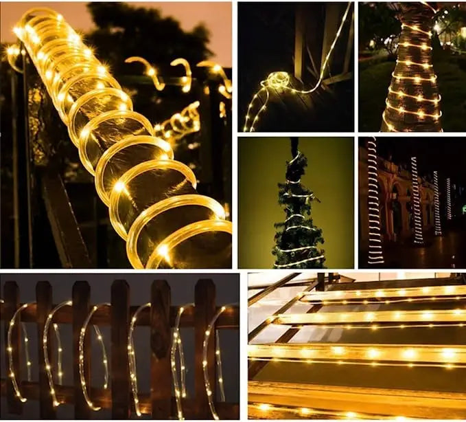 LED Solar Strip Rope Tube Fairy Light Solar Powered Garland String Light Christmas Decor for Outdoor Garden Lawn Tree Yard Fence
