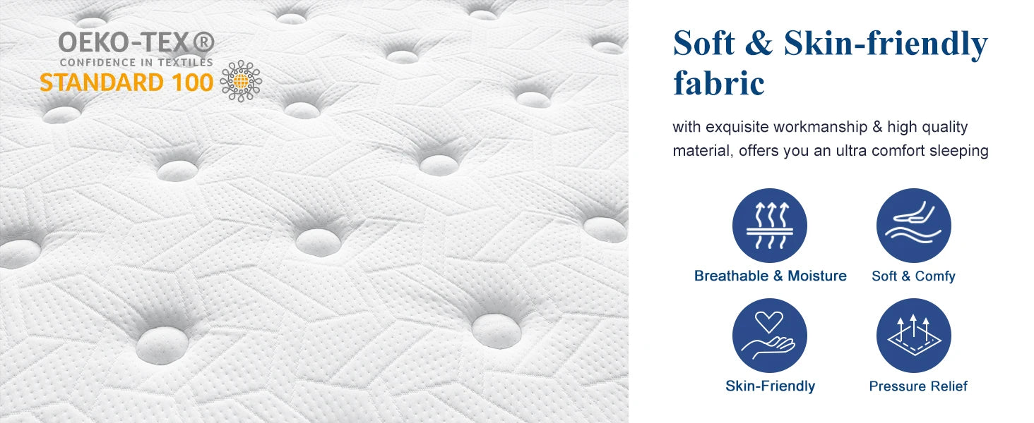 Maxzzz 10-12'' Twin/King/Queen Size Mattress, Bed with Gel Memory Foam & Individually Pocket Coils for Pressure Relief & Support