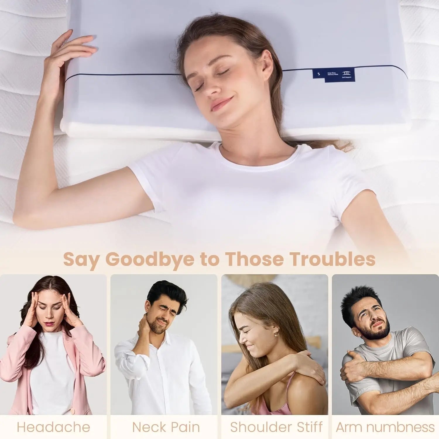 Cooling Memory Foam Pillows,Cervical Neck Pillow for Neck Pain Relief,Soft and Cooling for Back Side Sleeper Pillow - Two-Sided