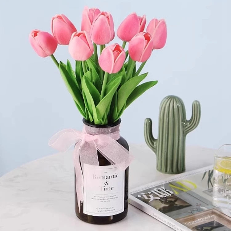 Artificial Tulip Stems – White PE Foam Flowers (33 cm, 1 / 3 / 5 / 10 Pack)