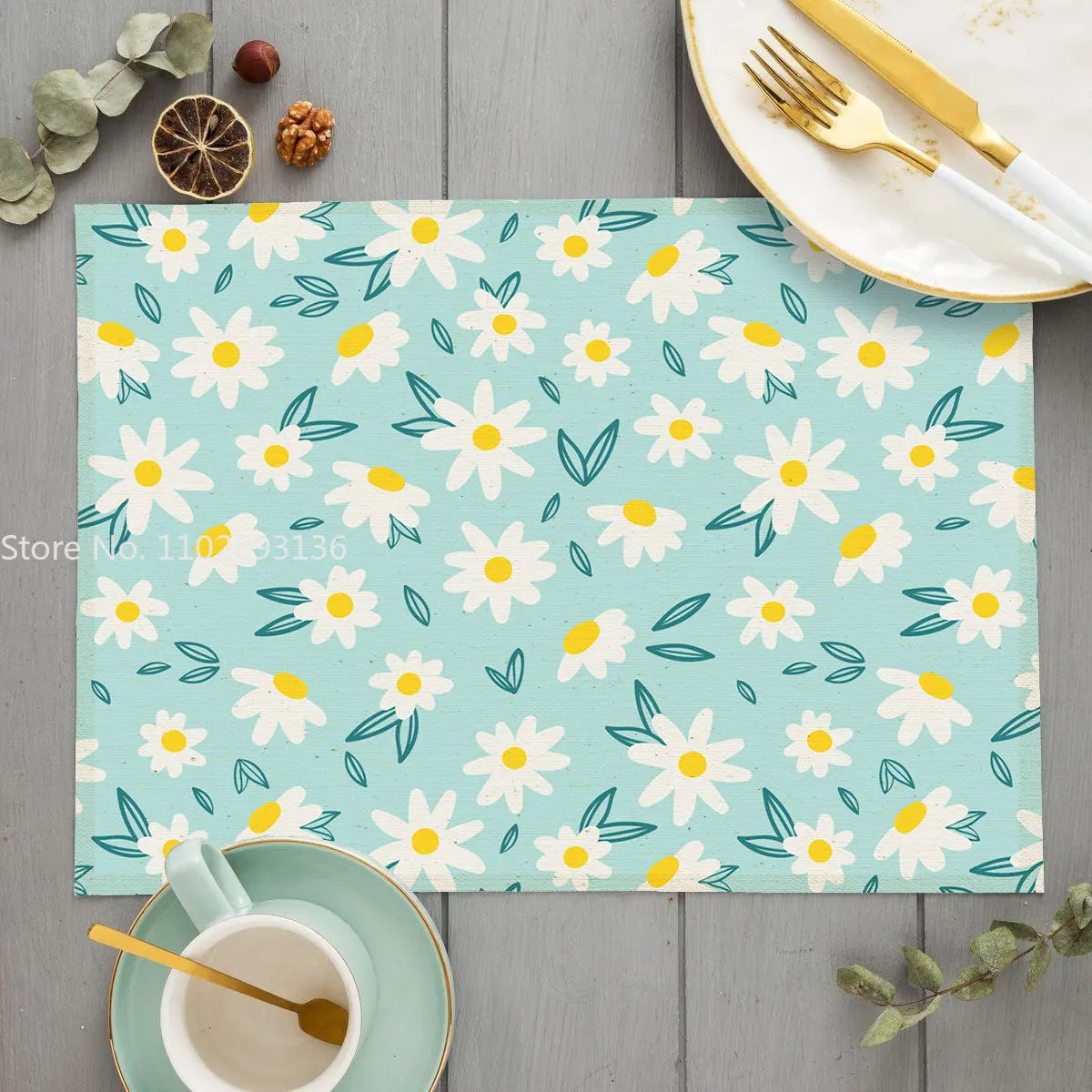 Bohemian Floral Pattern Placemat Kitchen Decor Cotton Linen Boho Dining Table Mats Coaster Pad Bowl Coffee Cup Mat 40X30cm
