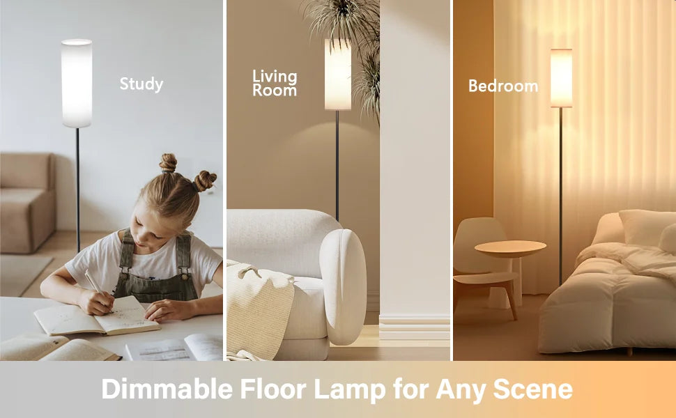 Modern Living Room Floor Lamp, Dimmable with 9W LED Bulb, 165 cm High 3 Colour Temperatures and Foot Switch, Reading Lamp