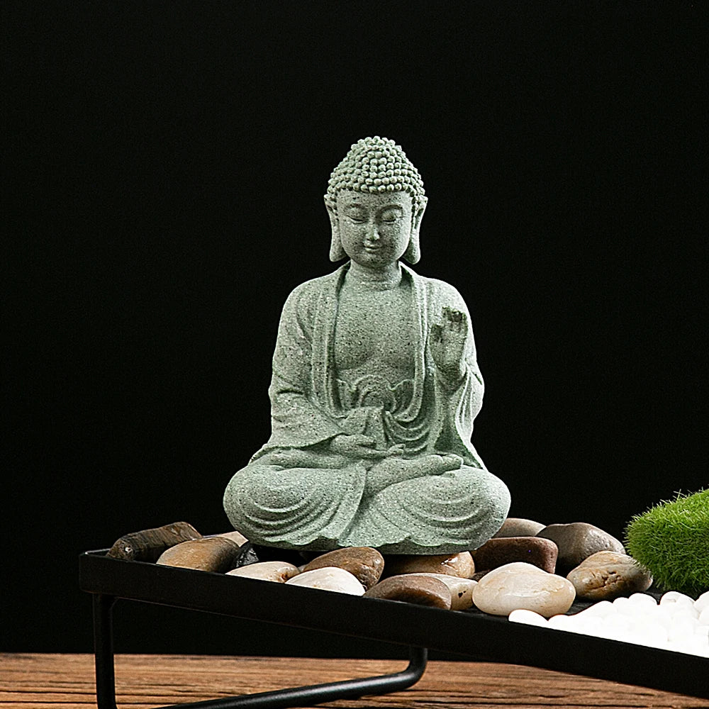 Buddha Statue Fish Tank Decoration Mini Buddhism Figurine Desk Topper Tablescape Decor Home Zen Statue