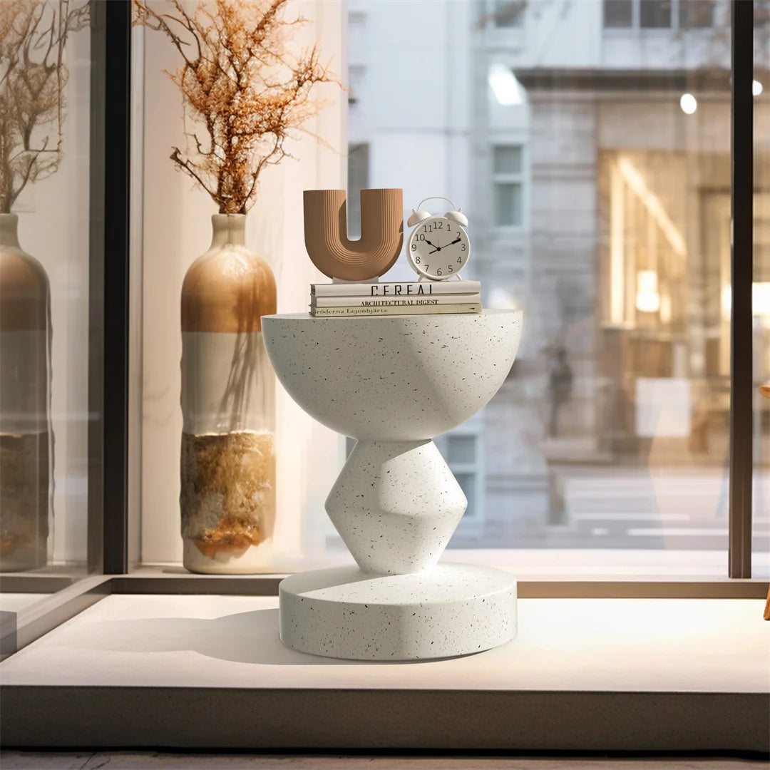 Modern Living Room Sofa Side Indoor End Table Outdoor Accent Table Lightweight Concrete Stool