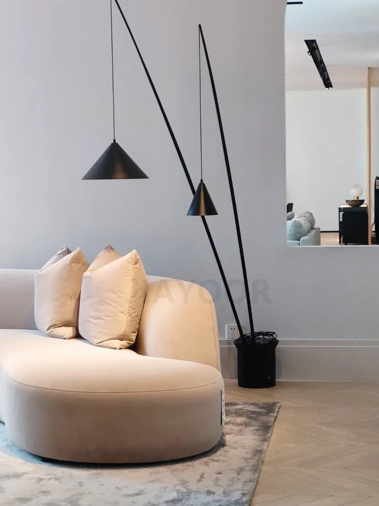Nordic Floor Lamp Bedroom Living Room Black Standing Light Light Luxury Fishing Lamp Exhibition Hall Decoration Light LED Light