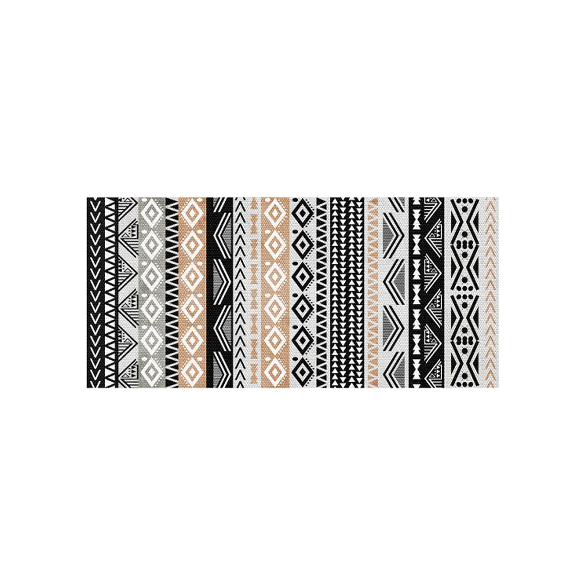 Woven Carpet Floor Mat – Black & Yellow Exotic Print with Tassels