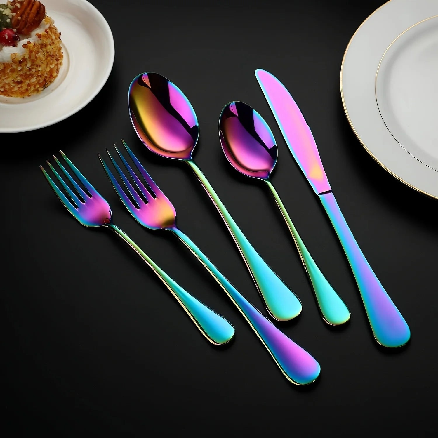 30/60pcsStainless Steel High-end Tableware Set Mirror Polished Flat Tableware Set Dishwasher Safe, Including Dinner Knife, Spoon