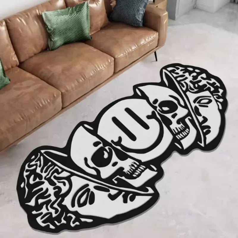 VIKAMA American Carpet Halloween Decoration Creative Skull Pattern Carpet Soft Unique Living Room Bedroom Door Mat Home Decorati